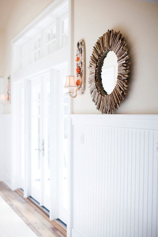 Update 28" Double Layer Round Driftwood Mirror