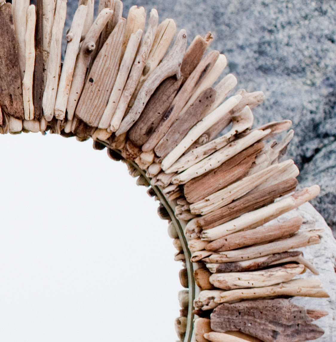 Update 28" Double Layer Round Driftwood Mirror