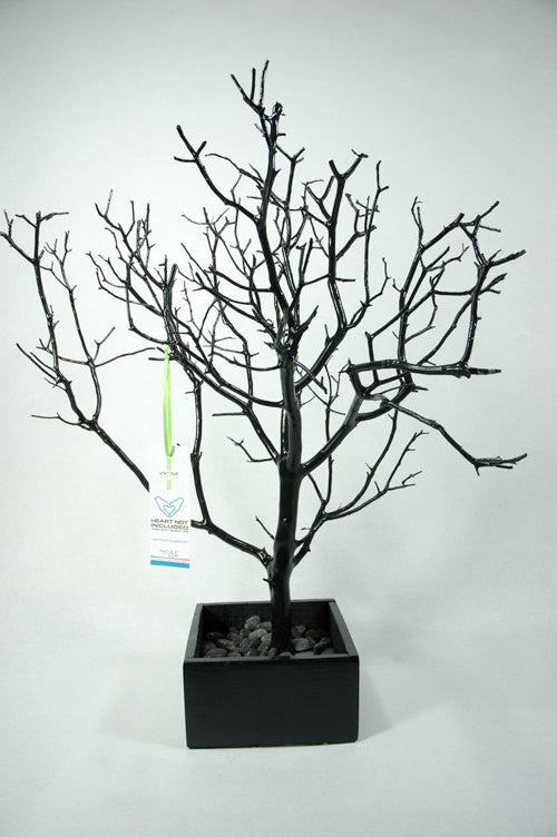 Update 19" Painted Jewelry Tree Accessory holder / Jewelry Organizer with Black Box and Black Rocks