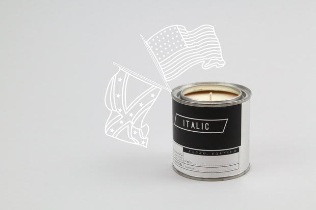 08 // Civil War - Half Pint (8oz) Scented Soy Candle in Paint Can (Gunpowder, Tobacco, Musk, Clove, and Woodsmoke)