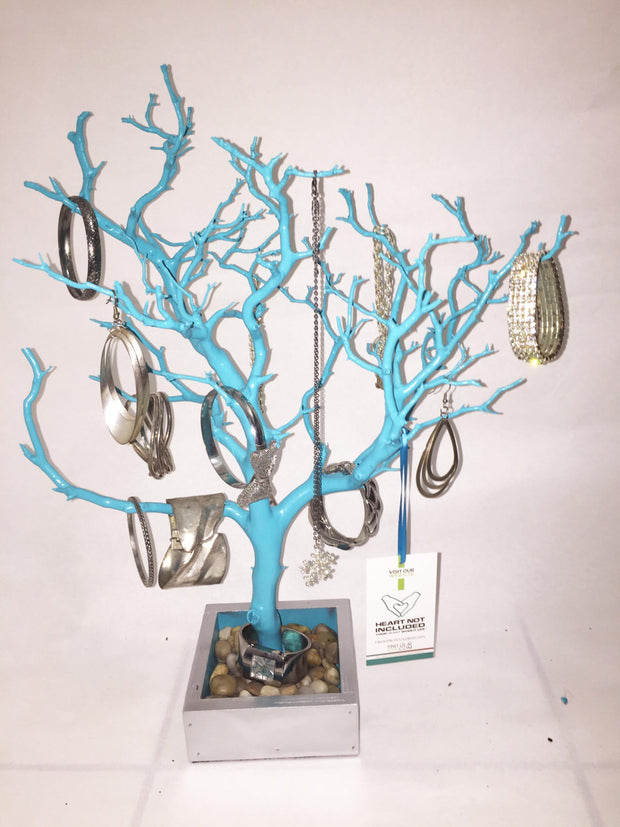 Update 19" Tiffany Blue Jewelry Tree Accessory holder / Jewelry Organizer